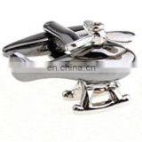Custom Made Popular Design Plane Helicopter Cufflinks Factory Excellent Gold Color Helicopter Cufflink and Tie Pin Set