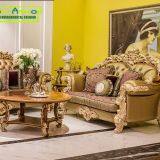 OE-FASHION 3 Seater Golden Wooden Genuine Leather Recliner Chesterfield Sofa thumbnail-4