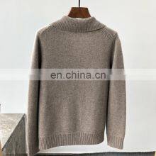 Women Casual Polo Neck Plain Knit Thick Cashmere Sweater thumbnail-2