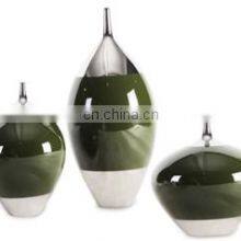High Temperature Deep Green Mirror Reflections Glossy Glazed Porcelain Vase thumbnail-5