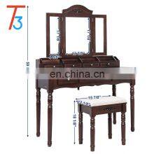 Chic Elegance Set Simple Design Dressing Table With Mirror thumbnail-2