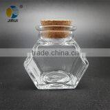 Mini Hexagon Transparent Glass Food Jar With Cork thumbnail-2