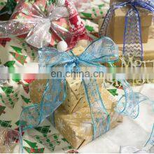 6 Yards/Roll 63mm Gold/Silver Wired Edge Glitter Organza Christmas Ribbon for Wedding Christmas Decoration Gift Packaging thumbnail-3