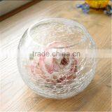 Hot Selling High Quality Handmade Clear Cracked Glass Vase Glass Candle Holder
