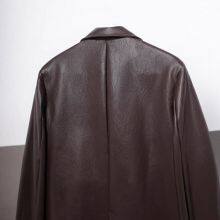 New Style Women's Clothing - European Style Fashion, Simple and Elegant, With a Touch of Old Money Style Leather Jacket and Blazer. thumbnail-3