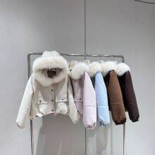 Women's Short Fox Fur Coat, Haining Winter Hooded Down Parka Jacket, Age-Defying thumbnail-3