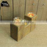 Natural Design Decorative Wooden Table Candle Holder With Glasses thumbnail-5