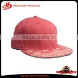 Custom high quality washed cotton embroidery cap printed brim snapback hats