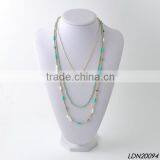 Fashion Gold Chain With Druzy Necklace Green Glass With White Stone Aborable Necklace With Matching Earrings and Btacelet thumbnail-1