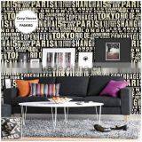 overstock printing pvc wallpaper, black funky letters wall paper for boys room , decoration wall decal maker