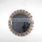 KS4379J -Round Metal Mirror With Antique Golden Finish