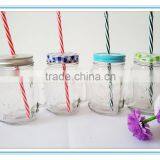 2016 Hot Sale 400ml Glass Mason Jar With Metal Lid and Straw thumbnail-1