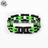 Wholesale Factory Supply 16mm Stainless Steel Green&black Braided Biker Men Bracelet