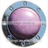 LJ1447 Personalized Button Charm With Gemstone Bead