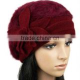 Warm Soft Women's Knit Cap Beret Wool Rabbit Hair Blend