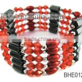 Acrylice plastic hematite beads elastic bangle
