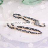 Hollow Oval Gemstone Stud Earring, Rhinestone Paved Golden Earring Designs for Women thumbnail-3