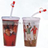 Plastic tumbler cup,drink cup with straw,hot sale juice cup