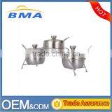 3 Pieces Stainless Steel Condiment Container Set With Rack thumbnail-1