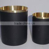 Solid Brass Candle Holder With Mat Black Finish and Top Rim in Polish thumbnail-1