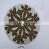 Glass bead place mat with design colour in golden and white colour