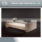 Low Travertine Stone Base Wit Glass Coffee Table thumbnail-1