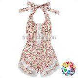 Eco-friendly Cotton Black Yellow Lace Sunflowers Halter Bubble Rompers thumbnail-3