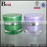 Purple Green White Black Acrylic Jars for Cosmetics 15g 30g 50g Round Shape Double Wall Cream Jars thumbnail-6