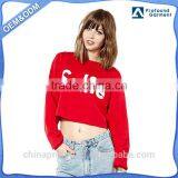 Long Sleeve Crop Tops Sweatshirts For Women Wholesale Cropped Sweatshirts With Printing Logo thumbnail-1