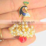 Peacock Pearl Gold Plated Dangler Jhumka EARRINGS thumbnail-6
