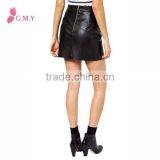 Womens Sexy Asymmetrical Zipper PU Leather Mini Skirt, Black Short Leather Skirt thumbnail-2