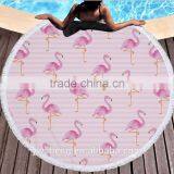 Factory Direct Sell Flamingo Round Beach Towel Superfine Fiber and Tassel 150CM thumbnail-1