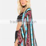 Custom Design Colorful Tribal Striped Dolman Kimono With Curved Hem Caplet Style Ladies Beachwear thumbnail-4