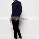 Cheap Price Muscle Long Sleeve Polo With Logo In Navy/Breathable Polo Collar T-shirt/Two Button Blacket T-shirt thumbnail-4