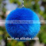 Eco-friendly Hot Sale 8cm Dyed Colour Faux Fur Trimming Furry Pompom Ball Rabbit Fur Keychain thumbnail-4