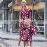 Match Mom And Daughter Custom Made Adult And Child Long Sleeve Printed Fall Dress thumbnail-2