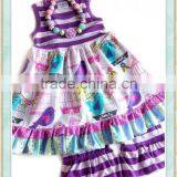 Wholesale Zentai Girls Suit Clothing Sleeveless Birds Print Ruffle Outfit Branded Stocklot Garments Girls Clothes New Style thumbnail-1