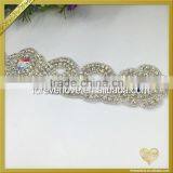 Custom Wholesale Crystal Rhinestone Iron on Applique for Bridal Sash Garter FRA-088 thumbnail-2