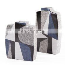 Creative Modern Fashion Decal Porcelain Vase Geometric Design Flower Ceramic For Home Decor thumbnail-2