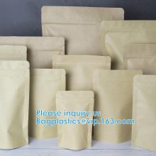 Kraft Stand Up Reusable Sealing All-Purpose Food Storage Pouches PE Reclosable Lock With Tear Notch For Candy Beans thumbnail-3