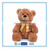 Custom brown teddy bear with gold ribbon