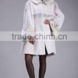 Spray Painting Rex Rabbit Fur Coat With Mink Trim for Hood
