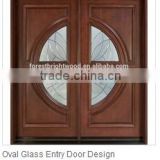 Solid wooden door with art glass