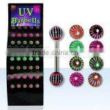 Steel Barbells With Acrylic Eye Muti Colored Balls thumbnail-1