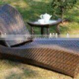 Antique Rattan Sunlounger With Teatable