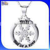 Custom Accent Engraved Letter Circle Pendant Simple Design Pendant 925 Sterling Silver Engraved Personalised Snowflake Pendant thumbnail-1