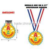 Hot Sale Custom Cheap Fashionable Sport Souvenirs 3D PVC Rubber A Is For Awesome Award Medals With Ribbon for Promotional Gifts thumbnail-2