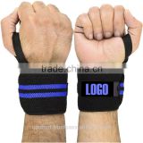 Black Wrist Wraps In Black Ground And Blue Strips Ci-2503-22
