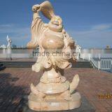 Stone Laughing Buddha Statue Marble Hand Sculpture Carved For Temple Pagoda