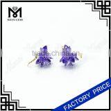 Peridot Color Cubic Zirconia Earring Cluster Flower Earring for Korean Buyers thumbnail-5